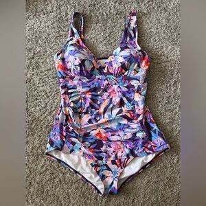 Floral Purple Multicolor One-Piece Swimsuit